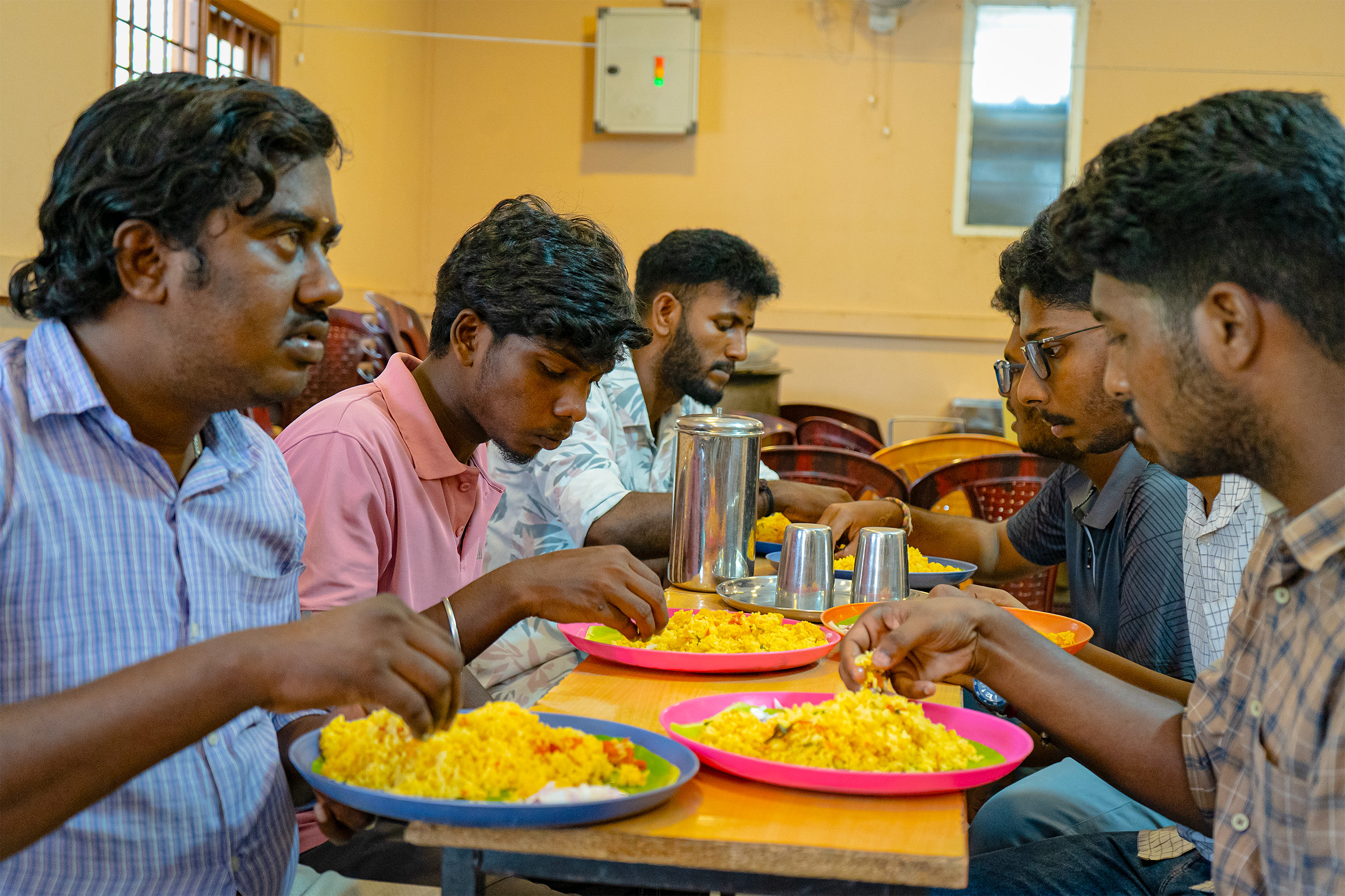 Students enjoying their meal together