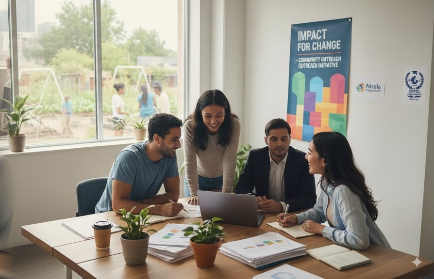 Interns collaborating in a meeting