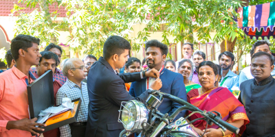 Volunteers interacting with community